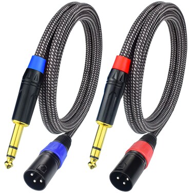 Ihurllu Balanced 1/4" TRS to XLR Male Patch Cable, 3.3Feet Quarter Inch 6.35mm to 3pin XLR Male Microphone Cable, Heavy Duty Nylon Braided, Gold Plated Plug, for Mixer, Speaker, Studio Monitor -2Pack