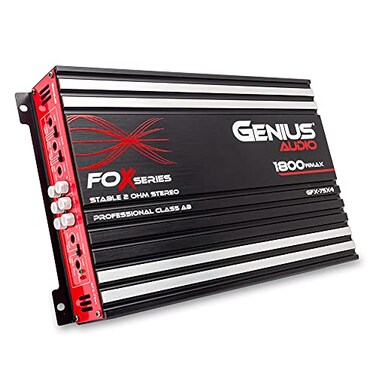 Genius Audio GFX-75X4 Full Range Powered Car Amplifier Multichannel 1800 Watts Max Class AB 2-Ohm Stable with Power Protection System to Boost Speaker and Woofer Performance