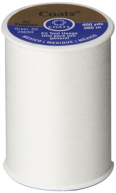 Coats &amp; Clark All Purpose Thread 400 Yards White (ONE spool of yarn)