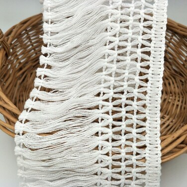 FQTANJU 5 Yards X 10cm Wide Cotton Tassel Fringe In White
