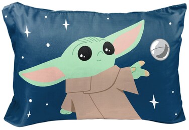 Jay Franco Star Wars The Mandalorian Hello Grogu 1 Single Reversible Pillowcase - Double-Sided Kids Super Soft Bedding (Official Star Wars Product)