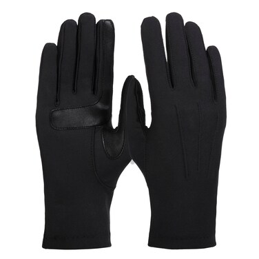 Isotoner Women's Spandex Cold Weather Stretch Gloves - Winter smarTouch Driving Gloves with smartDri Water Repellant - Faux Leather Grip, Black