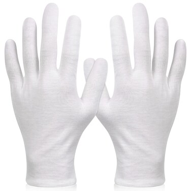 Paxcoo 6 Pairs XL White Cotton Gloves for Dry Hand Moisturizing Cosmetic Eczema Hand Spa and Jewelry Inspection