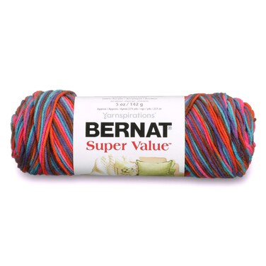 Bernat Super Value Variegates Yarn, 5 oz, Gauge 4 Medium Worsted, Sedona Sunset