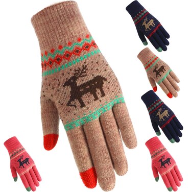 Tatuo 3 Pairs Christmas Winter Touchscreen Gloves Texting Gloves Stretch Knitted Mechanic Warm Gloves for Women Men
