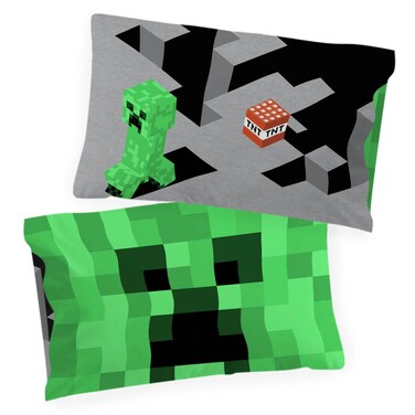 Jay Franco Minecraft Lone Creeper 2 Pack Pillowcase - Double-Sided Kids Super Soft Bedding