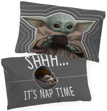 Jay Franco Star Wars The Mandalorian Coffee 2 Pack Pillowcase - Double-Sided Kids Super Soft Bedding Features Baby Yoda
