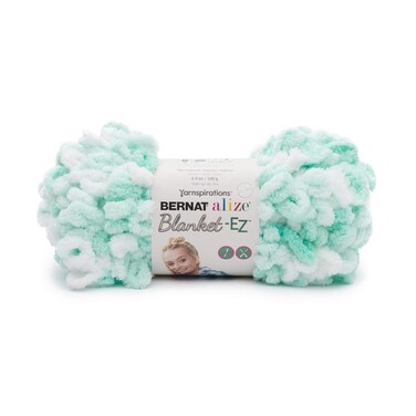 Bernat Alize Blanket-EZ Yarn, White &amp; Mint