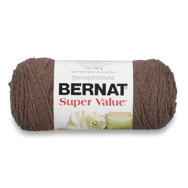 Bernat Super Value Yarn, 7 oz, Gauge 4 Medium Worsted, Taupe Heather