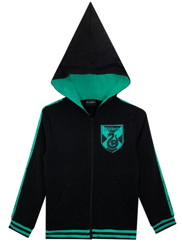 Harry Potter Kids Slytherin Hoodie With Pointed Hood Black 8