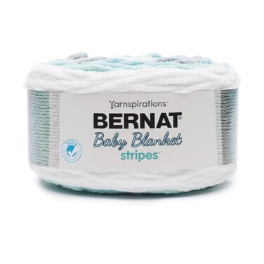 Bernat Baby Blanket Stripes, 10.5 oz, 100% Polyester, Seaglass