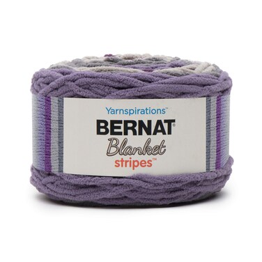 Bernat Blanket Stripes Yarn, 10.5 oz, Gauge 6 Super Bulky Chunky, Eggplant