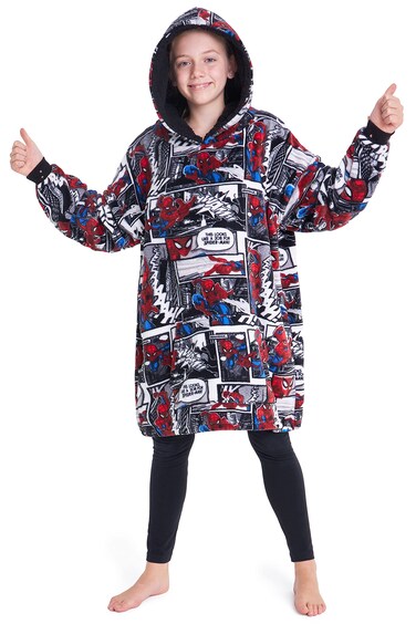 Marvel Spiderman Blanket Hoodie for Kids Teens Fleece Wearable Blanket Cozy Hooded Blanket Sweatshirt with Sherpa Hood Loungewear Boys Gifts
