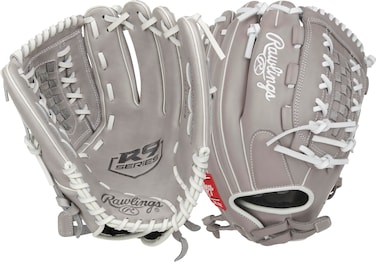 Rawlings   R9 Series Fastpitch Softball Glove   Double-Lace Basket Web   Grey   12.5'   RHT
