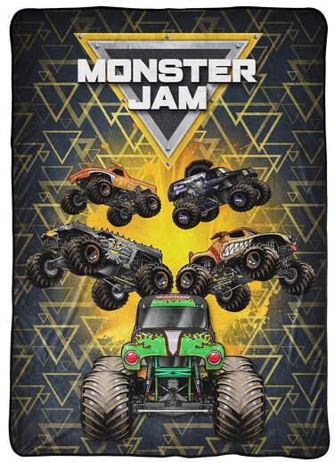 Jay Franco Monster Jam MJ Life Blanket - Measures 62 x 90 inches, Kids Bedding Features Grave Digger - Fade Resistant Super Soft Fleece