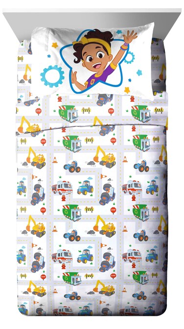 Jay Franco Blippi &amp; Meekah Trucks Sheet Set - Twin Size Sheet Set - Super Soft Kids Cartoon Vehicles 3 Piece Bedding Set - Microfiber Sheets