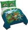 Jay Franco Minecraft Creeper Queen Size Duvet Cover and Sham Set - 3 Piece Super Soft Cozy Blue and Green Kids Bedding for Gamers with Alex &amp; Steve