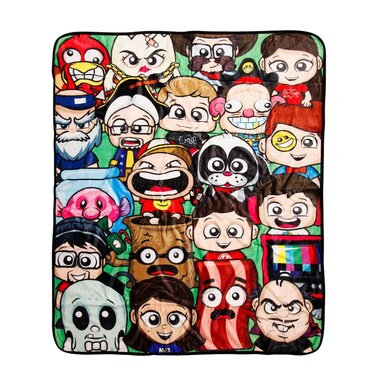 FGTeeV Cartoon Character Group Throw Blanket - 50" x 60" Soft Plush Fleece Throw Blanket for Kid's Bed Couch