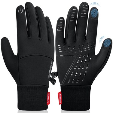 anqier Winter Gloves, Windproof Warm Touchscreen Gloves Men Women for Cycling Running Outdoor Activities (Black-B, Large)