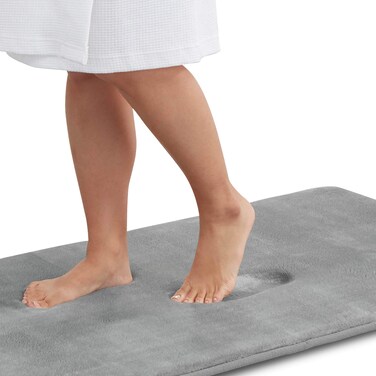 Genteele Bath Mats, Non Slip - Grey 17" x 24" Memory Foam Bathroom Rugs - Quick Dry