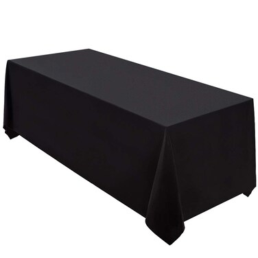 Surmente Black Tablecloth 90 x 132-inch Rectangular Polyester Table Cloth for Weddings, Banquets, or Restaurants