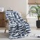 French Connection Blue Abstract Printed Ribbed Faux Fur Throw Blanket - 50"X60" - Soft and Elegant Faux Fur Blanket