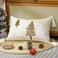 Lewondr Christmas Pillow Covers, 12x20 Inch 1PCS Soft Cute Pellet Velvet Embroidery Trees Brown White Decorative Lumbar Pillow Cover with Tassel Luxury Throw Pillow Case for Bed Home Decor Living Room