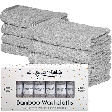 Sweet Child 8-Pack Baby Washcloths -Super Soft Rayon Washcloth, Baby Wash Cloths for Newborn,Infants and Kids, Bath Baby Towels, Body and Face Towel, Face Cloths for Washing Face