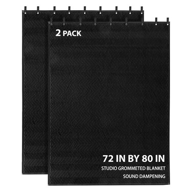 2 Pcs Sound Dampening Blanket,80" x 72" Soundproof Blanket with Grommets,850GSM Heavy Duty Studio Sound Absorption Blankets,Acoustic Blanket Noise Reducer for Room,Light Blocker,Moving Blankets