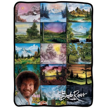 Seven Times Six Bob Ross Picture Collage Blanket 46" X 60" Flannel Fleece Throw