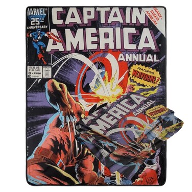 Marvel Bazillion Dreams Legends Captain America x Wolverine Dual Danger Exclusive Fleece Softest Comfy Throw Blanket for Adults   Measures 60 x 50 Inches