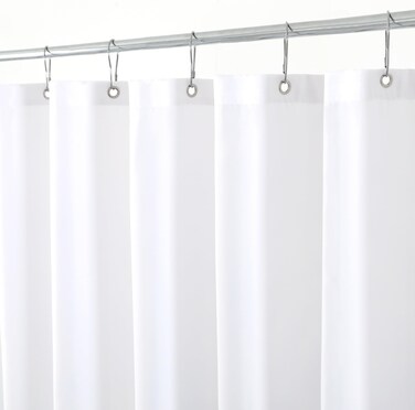 Biscaynebay Hotel Quality Fabric Shower Curtain Liners 72" X 72", White Water Resistant Bathroom Curtains Rust Resistant Grommets Weighted Bottom Hem Machine Washable