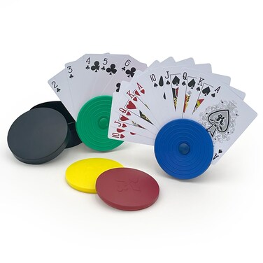 Round Card Holders with Case in Red, Yellow, Green &amp; Blue, Multi