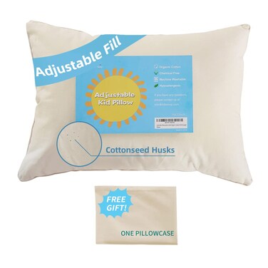 LOFE Organic Pillow with Pillowcase - 20x26 Standard Pillow with 100% Organic Cotton Shell, Adjustable Loft Organic Standard Pillow, Machine Washable, Soft, Perfect for Youth&amp;Adults
