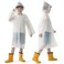 Opret 2 Pack White Raincoats for Kids, Reusable Rain Ponchos with Hood and Sleeves Children Waterproof Rain Coats for Boys and Girls