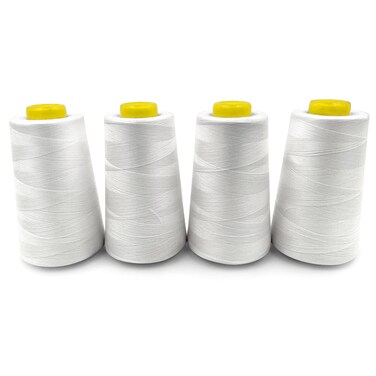 Tortoise 4 Cones of 3000 Yards Each Spool Thread for Sewing All Purpose Sewing Thread 100% Polyester Thread for Serger Overlock Quilting Sewing Machine 40S/2 White