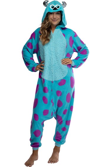 Disney Monsters Inc. Adult Sulley Kigurumi Sherpa Fleece Cosplay Costume One Piece Union Suit (2X/3X) Blue