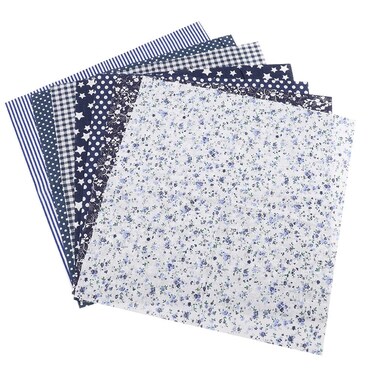 7pcs 50x50cm Cotton Fabrics DIY Floral Dots Assorted Pre-Cut Quarters Bundle Patchwork Home Textile for Sewing Quilting(Blue)