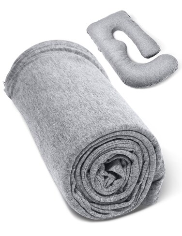 Momcozy Pregnancy Pillow Cover u Shaped, 57-inch Large Pregnancy Body Pillowcase Removable, Soft &amp; Machine Washable Replacement Cover Fits Most 55/57 Inch