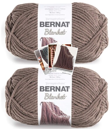 Bernat Blanket Yarn - Big Ball (10.5 oz) - 2 Pack with Pattern Cards in Color (Taupe)