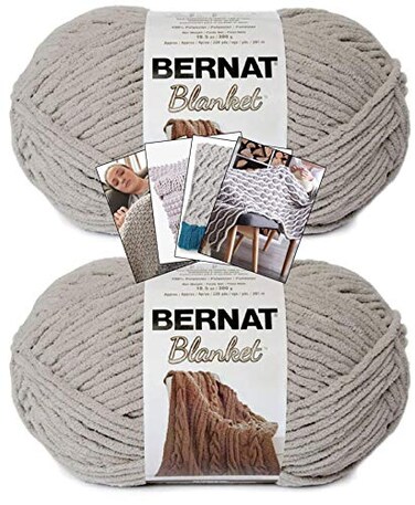 Bernat Blanket Yarn - Big Ball (10.5 oz) - 2 Pack with Pattern Cards in Color (Pale Grey)