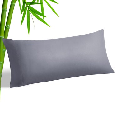 BEDELITE Body Pillow Cover, Rayon Made from Bamboo, Cooling Body Pillow Pillowcase for Hot Sleepers and Night Sweats, Breathable &amp; Silky Soft Full Long Pillow Case Cover (Grey, 20x54 Inches)