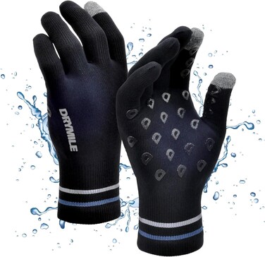 DRYMILE Hyla Waterproof Gloves - Warm Touchscreen Winter Snow Wool Blend Hand Gloves for Men &amp; Women - Work, Hiking, Skiing, Running, Biking, Riding Glove, Ideal for Cold Weather - L, Black