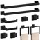 10-Pieces Matte Black Bathroom Accessories Set, 23.6 Inch Bath Towel Bar Set, SUS 304 Stainless Steel Bathroom Hardware Set, Towel Racks for Bathroom Wall Mounted.
