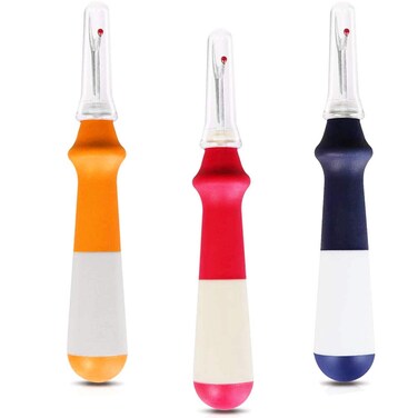GDMINLO 3 Pieces Ergonomic Grip Seam Ripper, Colorful Large Thread Remover for Sewing Crafting Removing Embroidery Hems and Seams