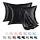 MR&amp;HM Satin Pillowcase for Hair and Skin, Silk Satin Pillowcase 2 Pack, Queen Size Pillow Cases Set of 2, Silky Pillow Cover with Envelope Closure (20x30, Black)