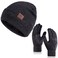 Winter 1-3 PCS Beanie Hat Gloves Scarf For Men And Women, Knit Thick Fleece Lined Warm Touchscreen Gloves Beanie Infitiny Scarf Set (Gloves&amp;Beanie Black Dark Gray)