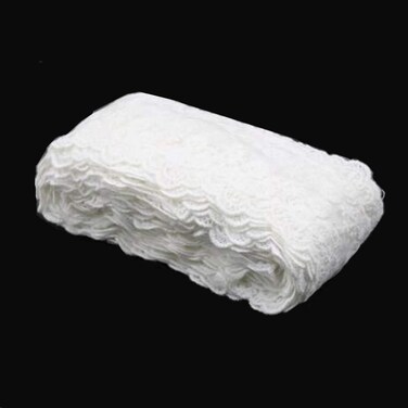 2 yards DIY Lace Trim Floral fabric Table Cloth Crafts Scallop trim Bridal/wedding dress flower embroidered applique clothing curtains 11cm wide (white)