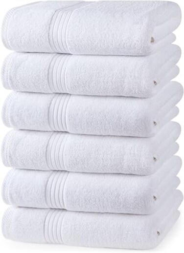 Utopia Towels 6 Piece Premium Hand Towels Set, (16 x 28 inches) 100% Ring Spun Cotton, Lightweight and Highly Absorbent Towels for Bathroom, Travel, Camp, Hotel, and Spa (White)
