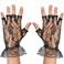 Skeleteen Fingerless Lace Black Gloves - Ladies and Girls Ruffled Lace Finger Free Bridal Wrist Gloves